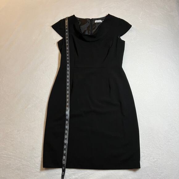 Calvin Klein Cowl Neck Sheath Dress Size 10 Cap Sleeve Knee Length Career - Picture 11 of 11